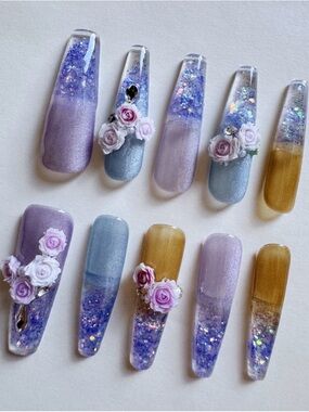 Cat eye flowing water nails Press-On Nail Set